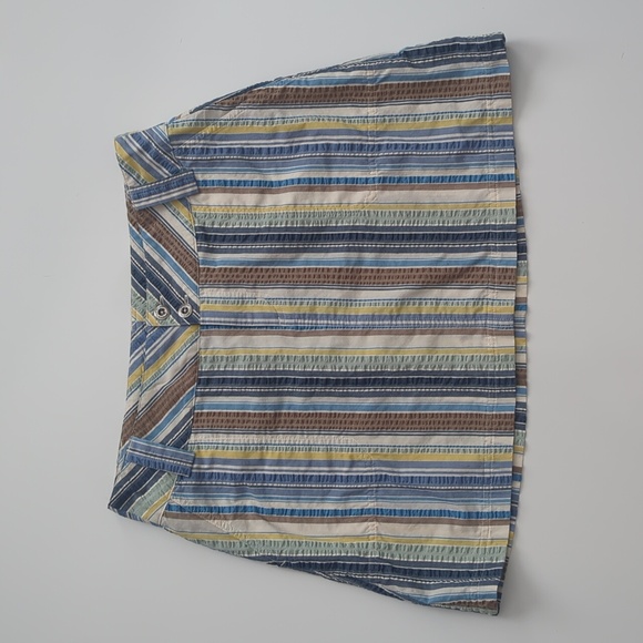 Patagonia Netty Skirt Striped Seersucker Blue Green Brown Pockets size 10 - Picture 9 of 10